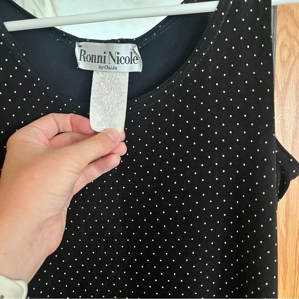 Ronni Nicole Black Dress with Taupe Raised Dots